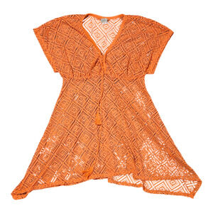 OP Large (Juniors Size) Orange Short Sleeve V-Neck Swimsuit Coverup